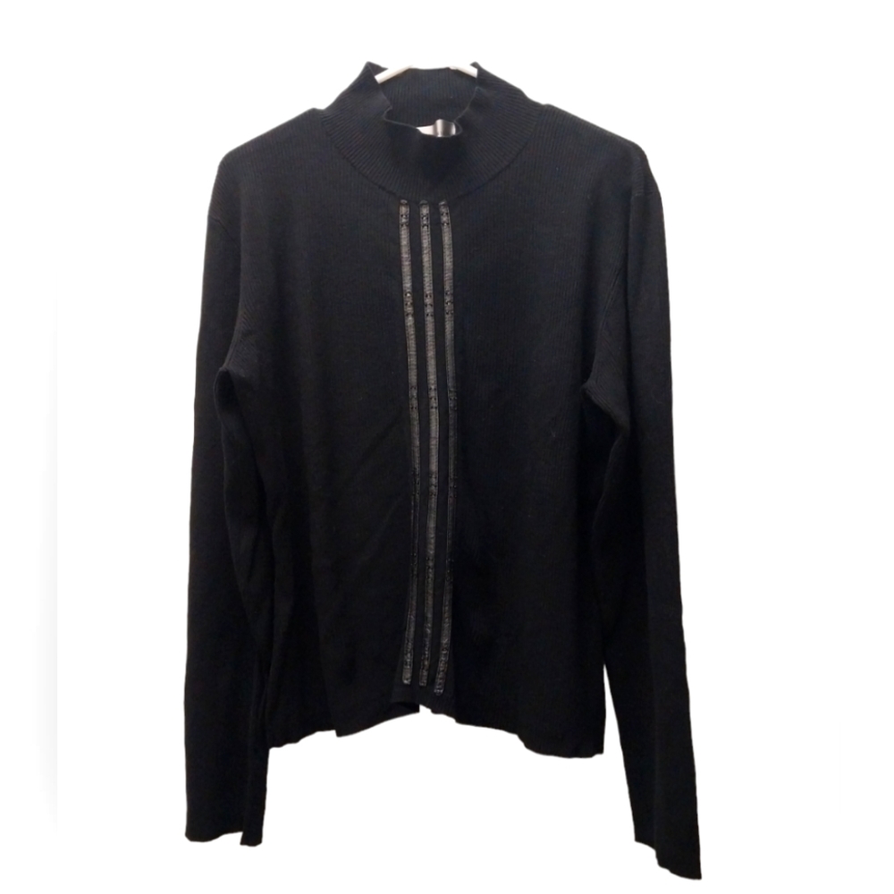 ML Melanie Lyne Sweater close neck longsleeve sz XL in Black